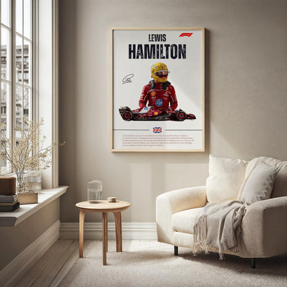 Lewis Hamilton Ferrari Poster – Formula 1 F1 Wall Art