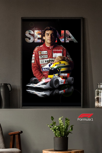 Ayrton Senna Poster F1 Wall Art – Racing Legend Print