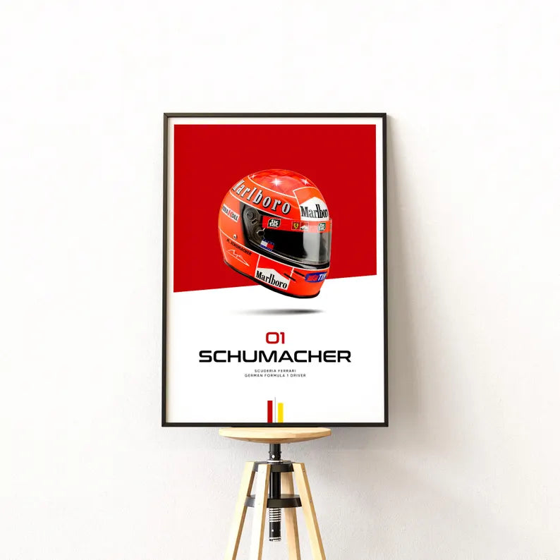 Schumacher Helmet Poster – Ferrari F1 Wall Art