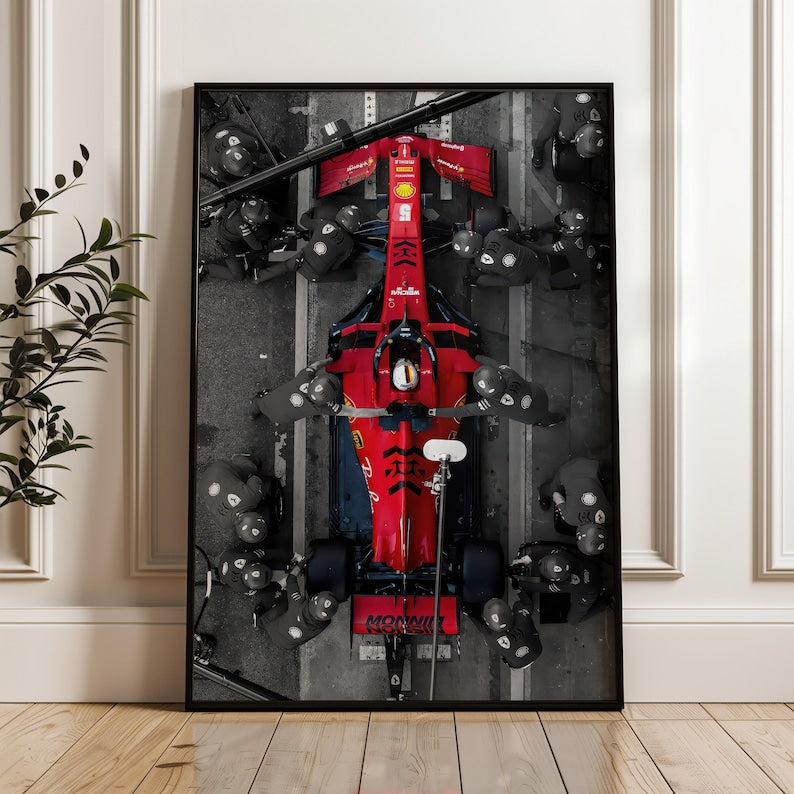 Ferrari F1 Pit Stop Poster – Formula 1 Wall Art